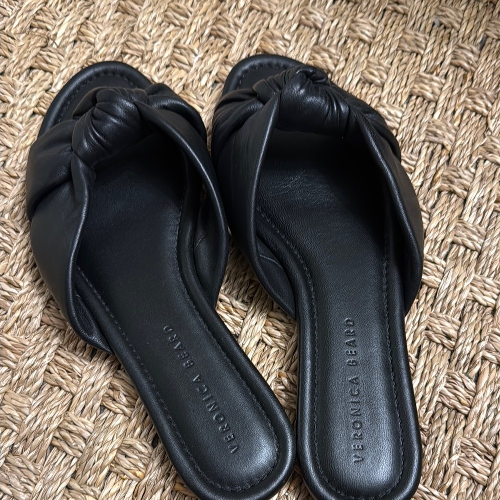 Veronica Beard Black Leather Sandals